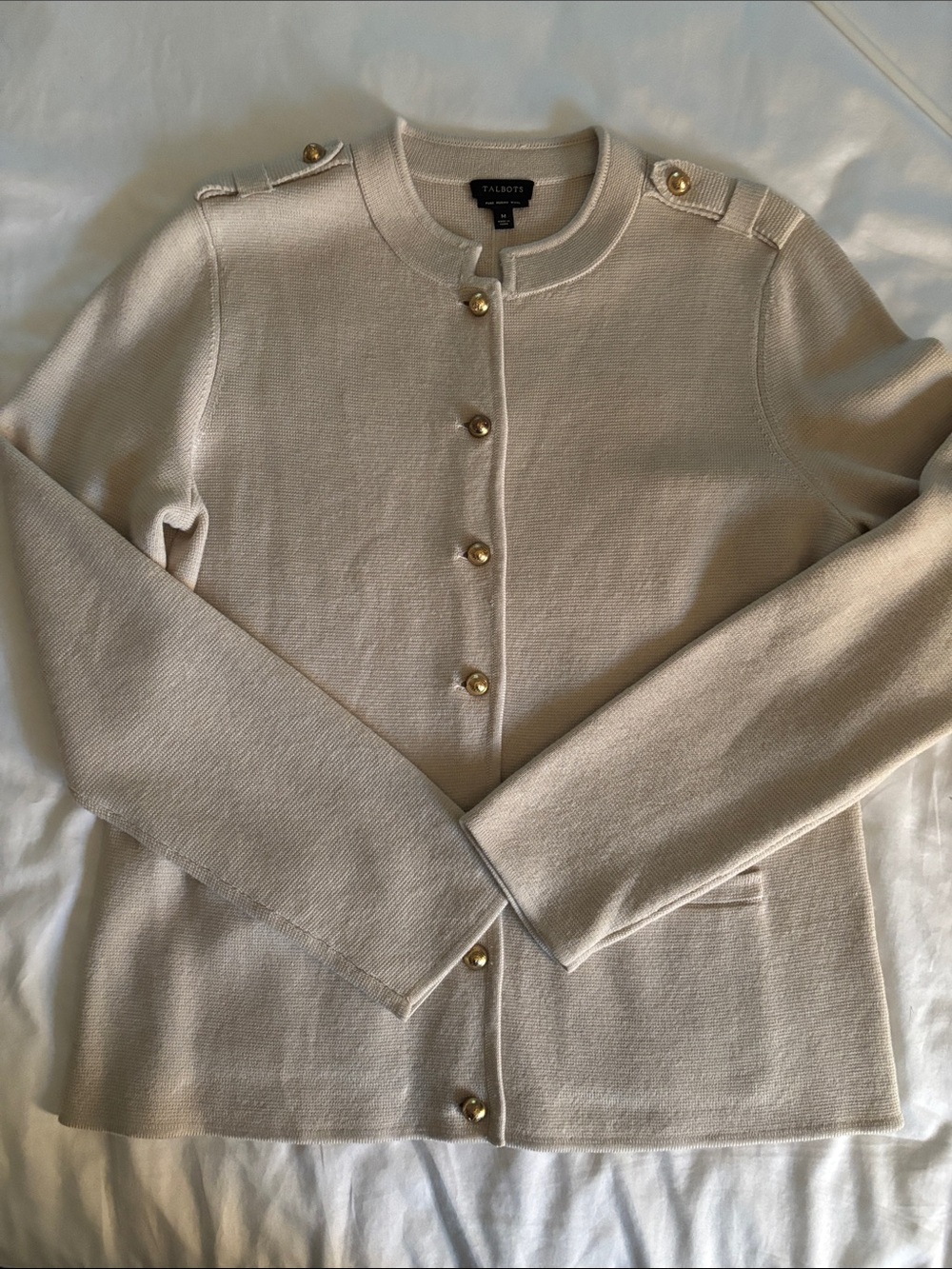 Talbots Button-Up Knit Cardigan with Gold-Tone Buttons